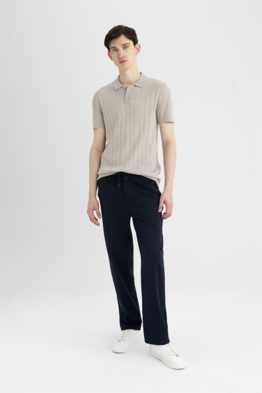 HOMME Beige T-Shirt Polo en tricot Slim à Manches Courtes