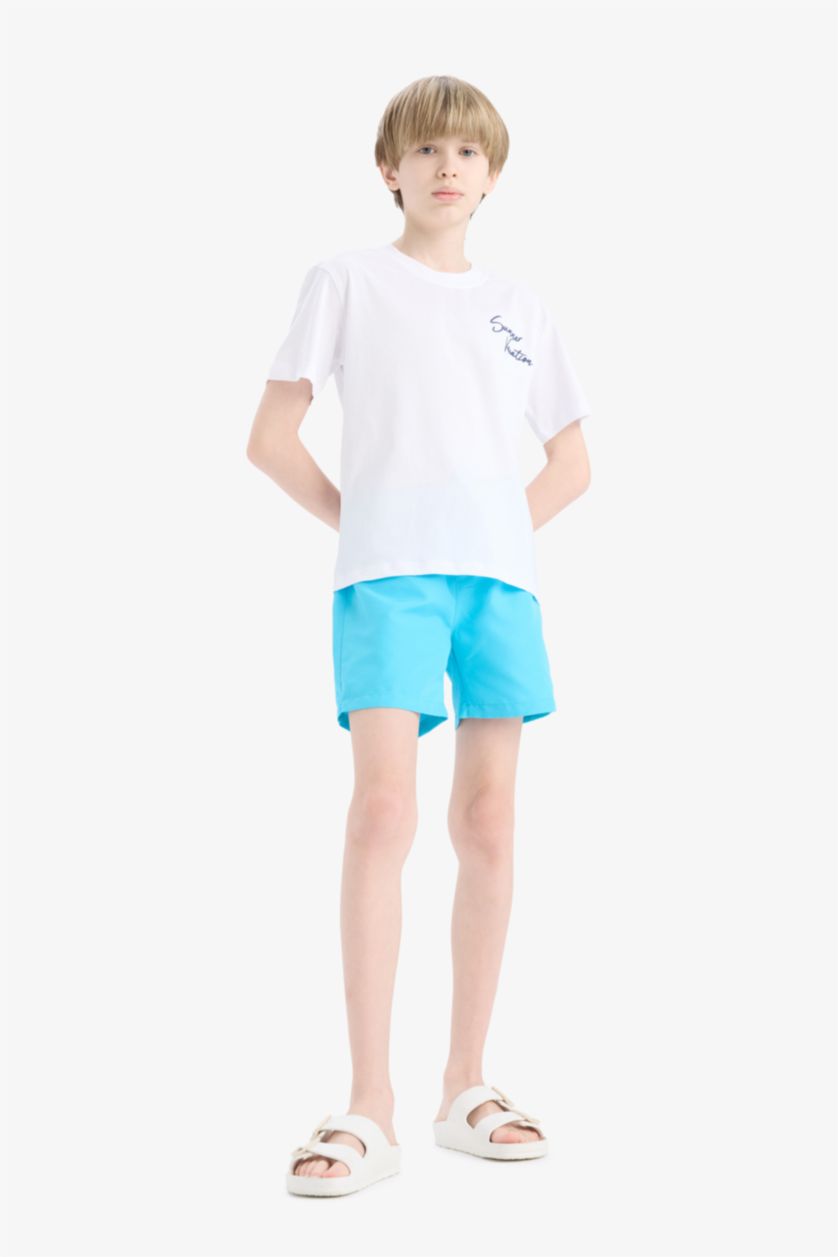 GARÇONS Turquoise Boy Regular Fit Basic Swim Shorts