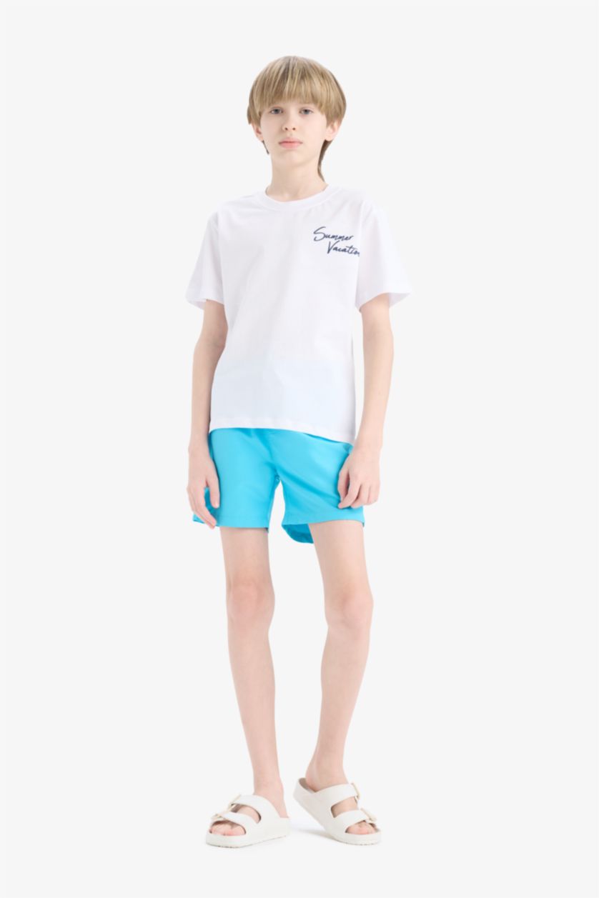 GARÇONS Turquoise Boy Regular Fit Basic Swim Shorts