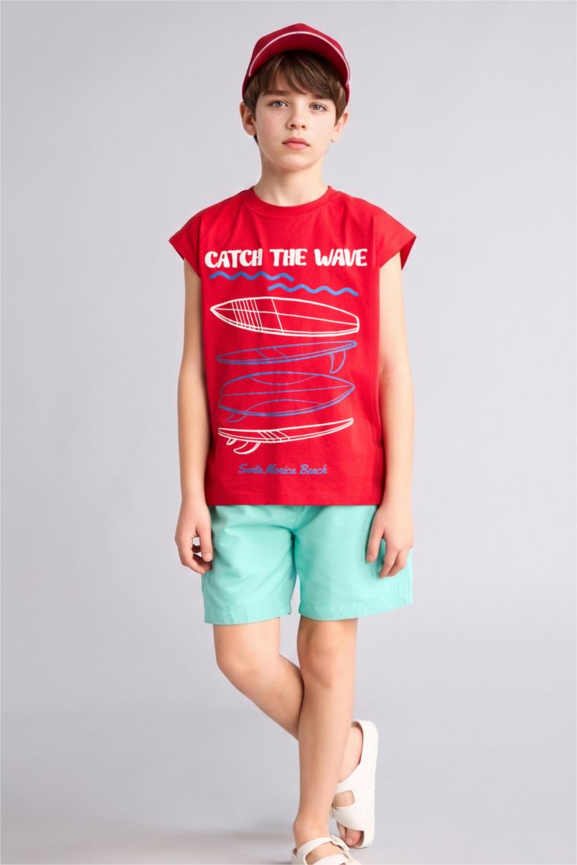 Boys & Teens Light Green Boy Regular Fit Basic Swim Shorts