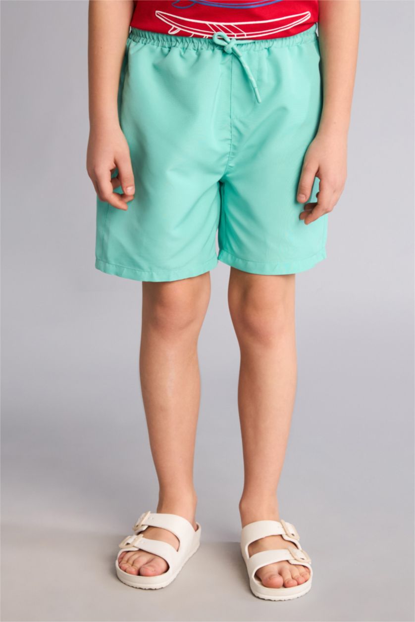 Boys & Teens Light Green Boy Regular Fit Basic Swim Shorts