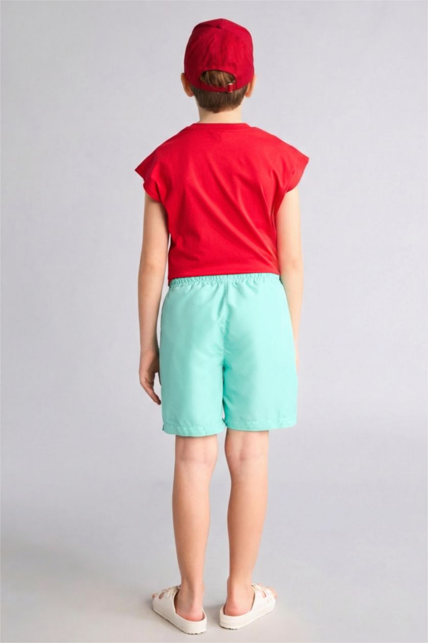 Boys & Teens Light Green Boy Regular Fit Basic Swim Shorts
