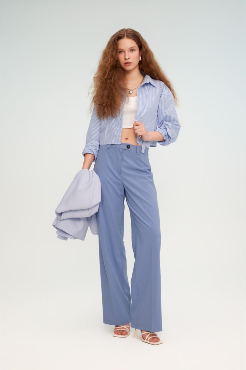 Әйелдерге Көк кең аяқ Шалбар