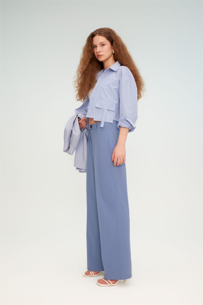 Әйелдерге Көк кең аяқ Шалбар