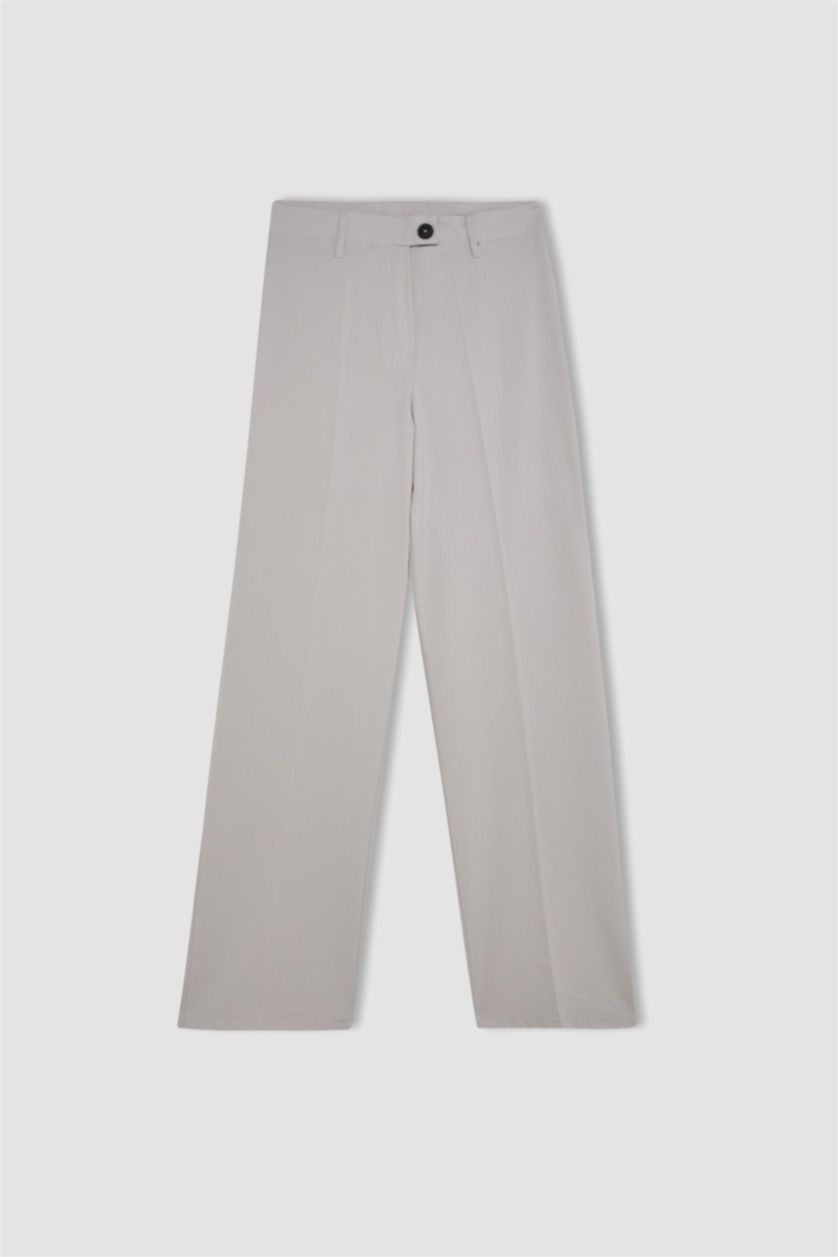 FEMME Gris Clair Pantalon large à taille haute longueur standard