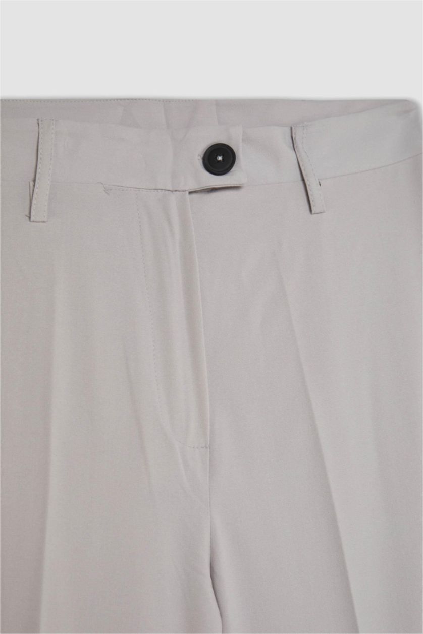 FEMME Gris Clair Pantalon large à taille haute longueur standard