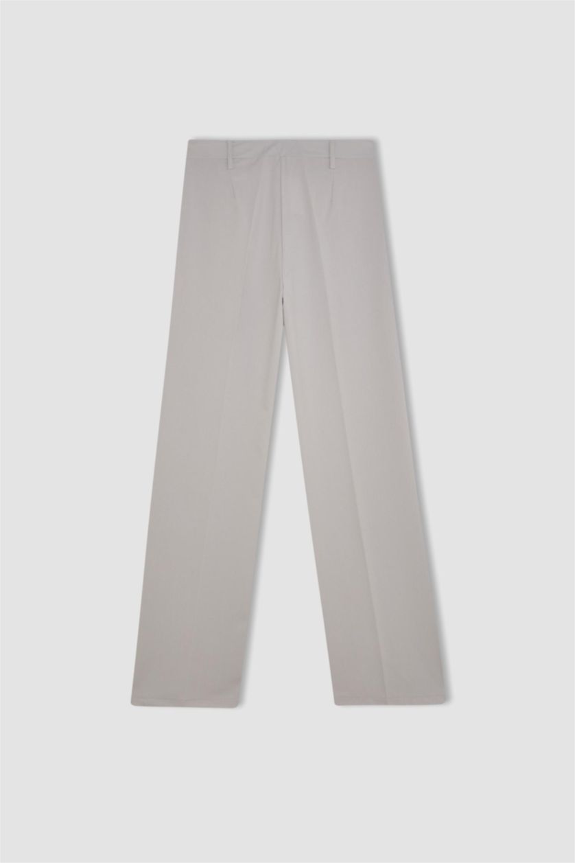 FEMME Gris Clair Pantalon large à taille haute longueur standard