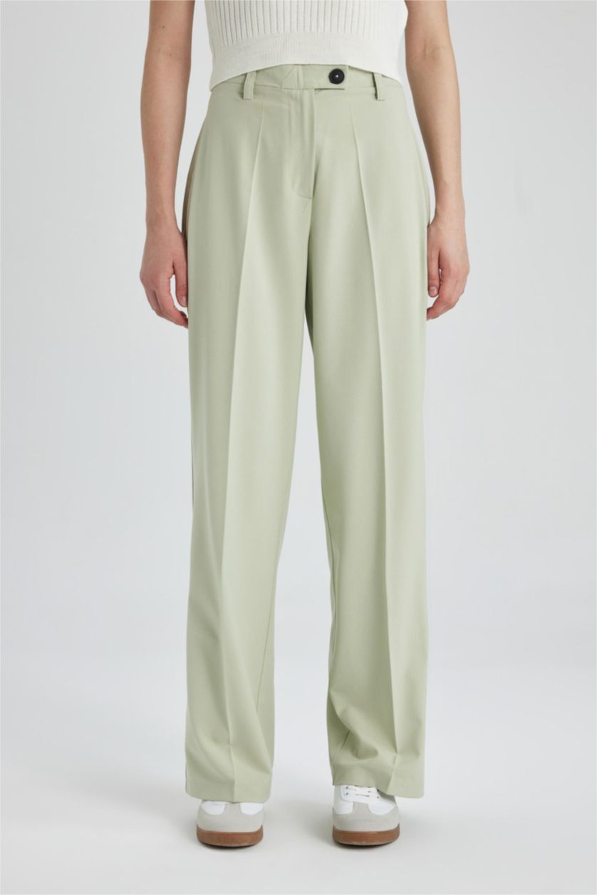 WOMAN Light Khaki Wide Leg High Waist Standard Trousers
