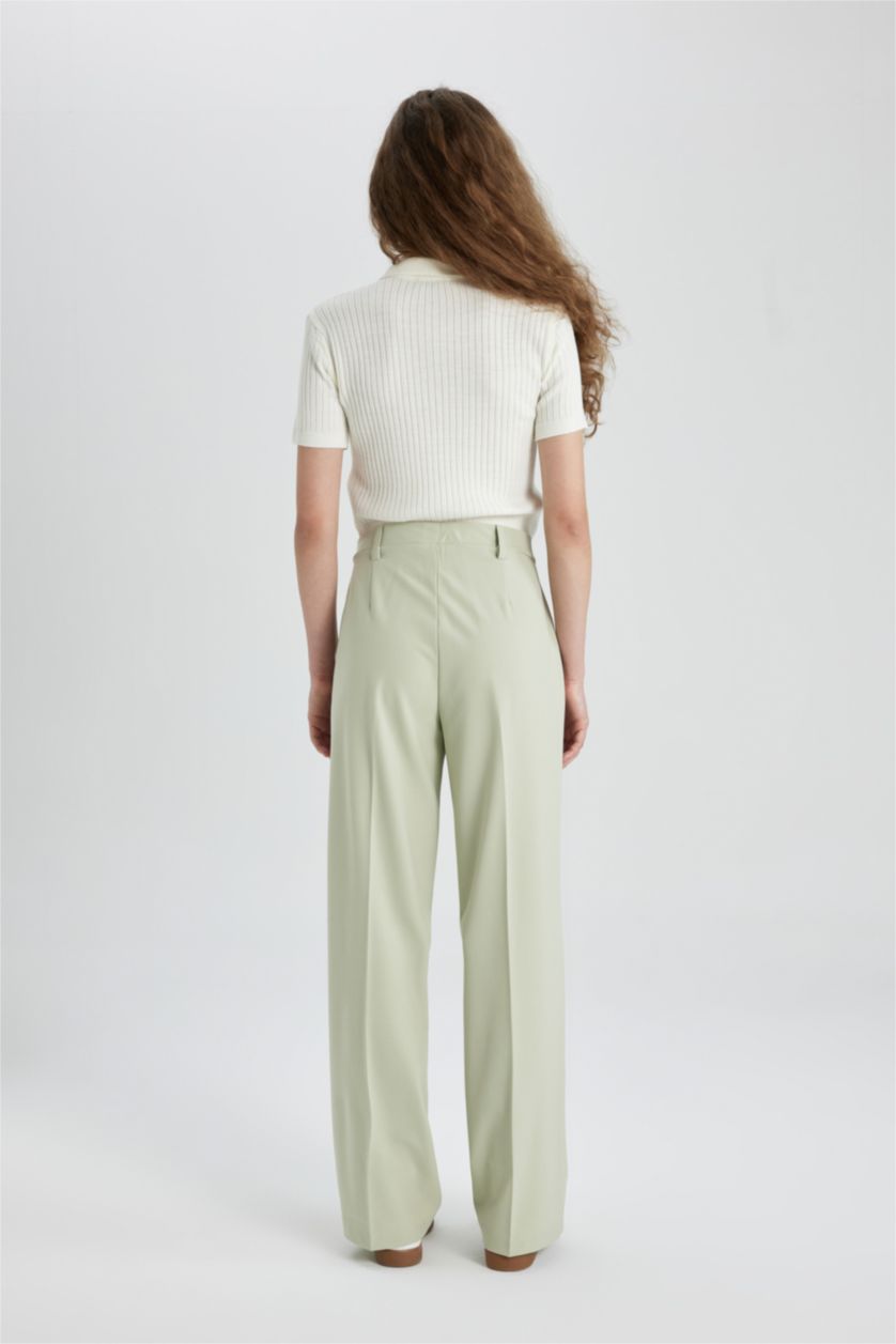WOMAN Light Khaki Wide Leg High Waist Standard Trousers