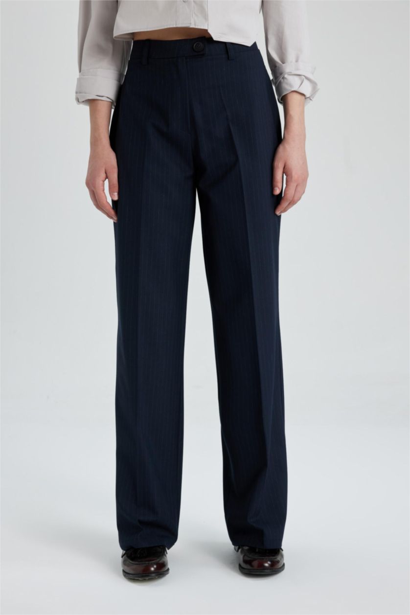 WOMAN NAVY Wide Leg High Waist Standard Trousers