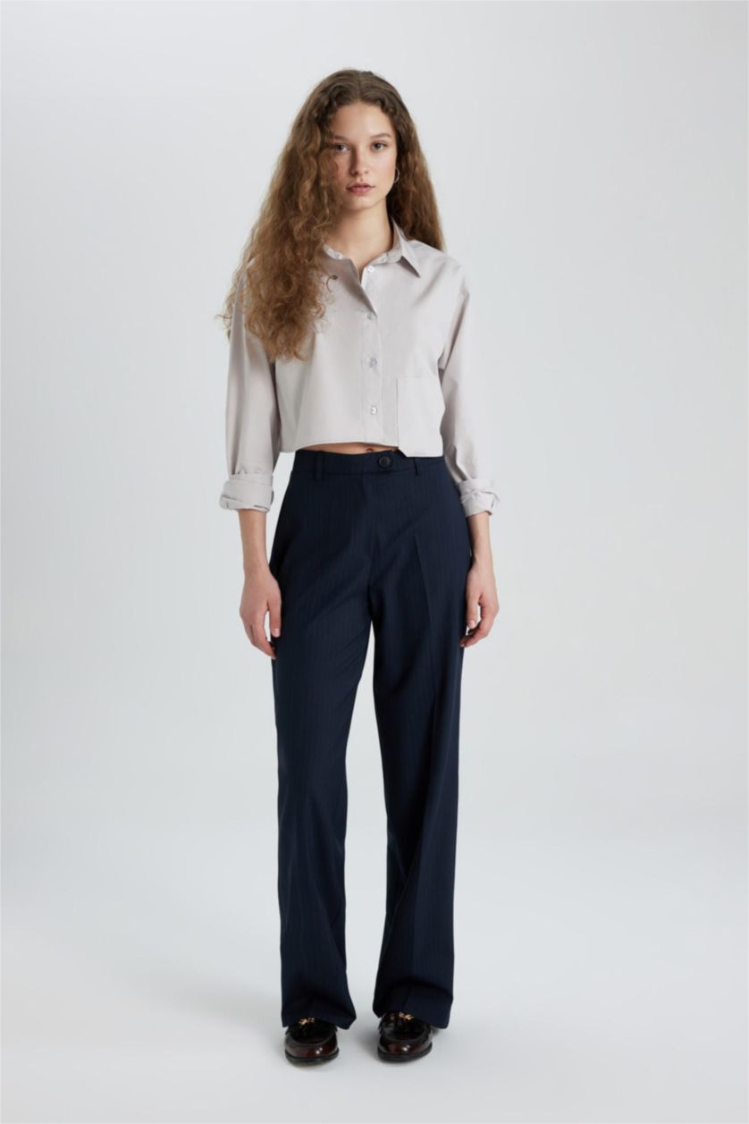 WOMAN NAVY Wide Leg High Waist Standard Trousers