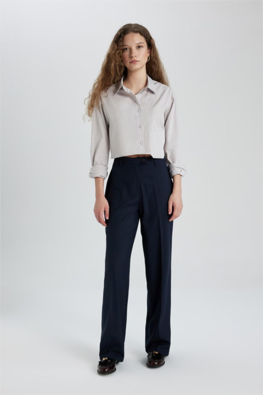 WOMAN NAVY Wide Leg High Waist Standard Trousers