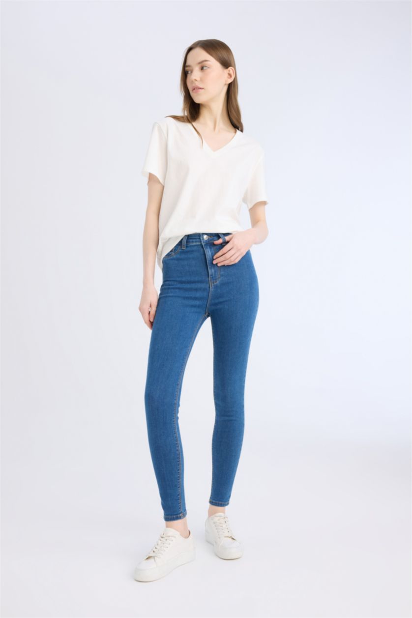 WOMAN Blue Jegging High Waist Ankle Length Skinny Jeans