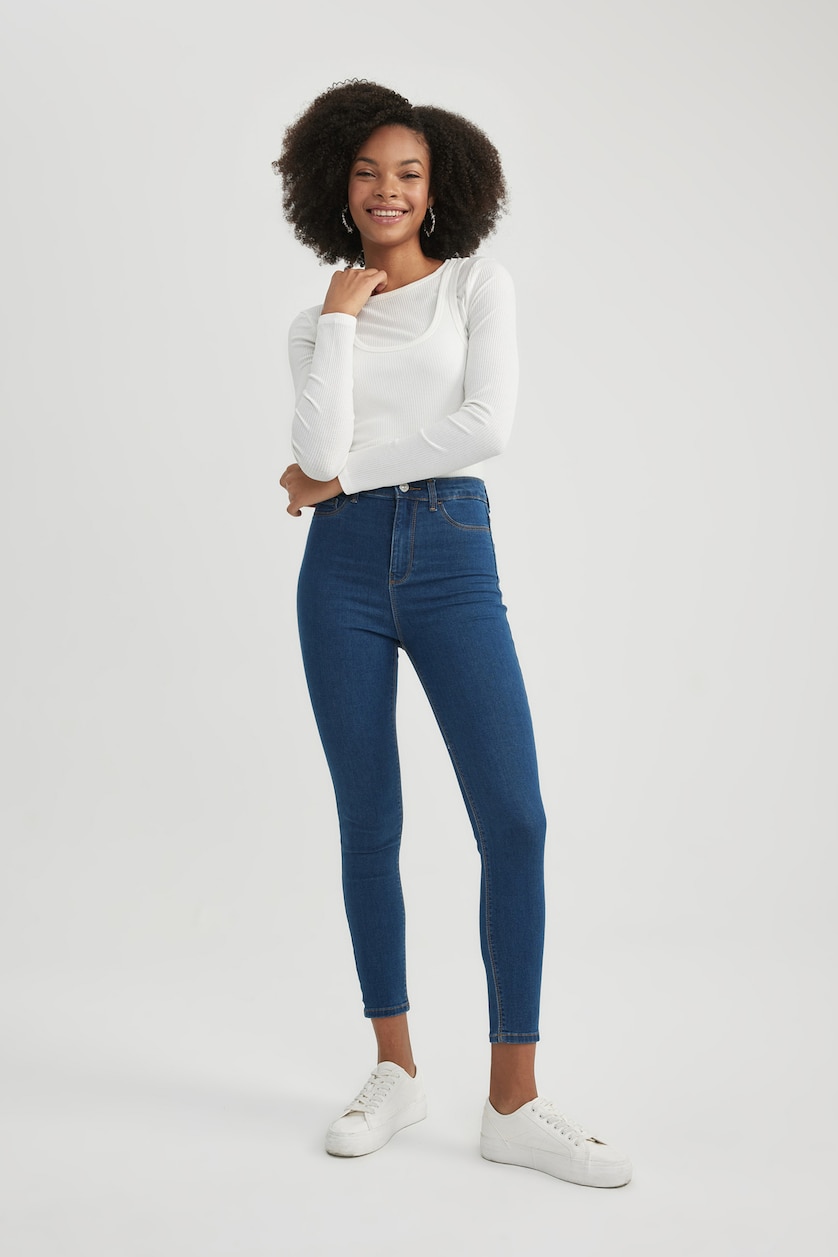 Women Blue High Waist Trousers