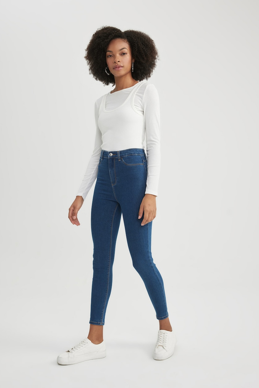 Women Blue High Waist Trousers