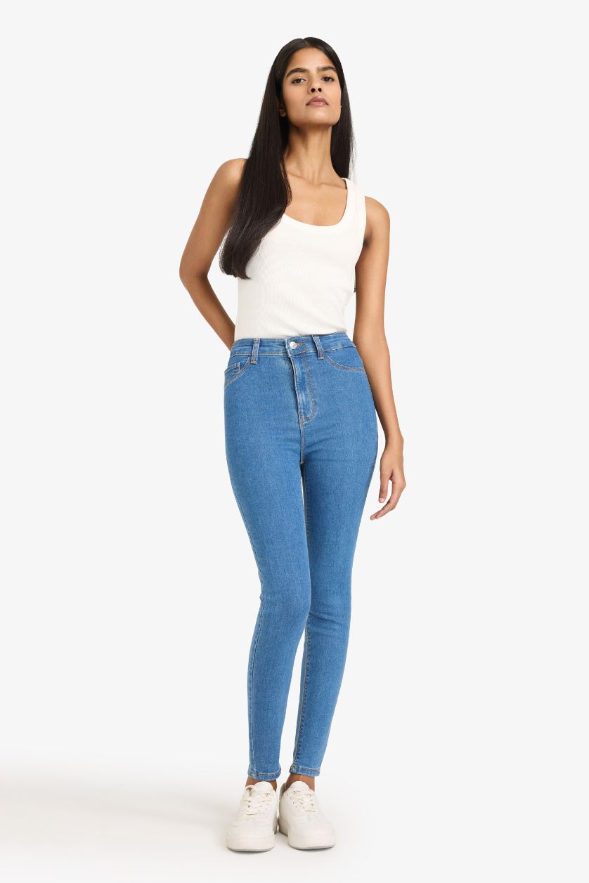 WOMAN Blue Jegging High Waist Ankle Length Skinny Jeans