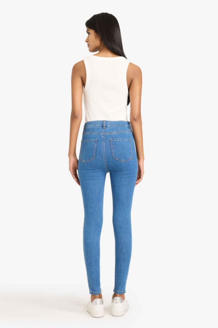 WOMAN Blue Jegging High Waist Ankle Length Skinny Jeans