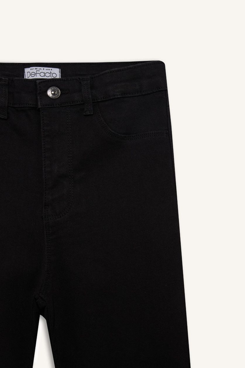 Kadın Siyah Jegging Yüksek Bel Bilek Boy Dar Paça Basic Düz Jean Pantolon