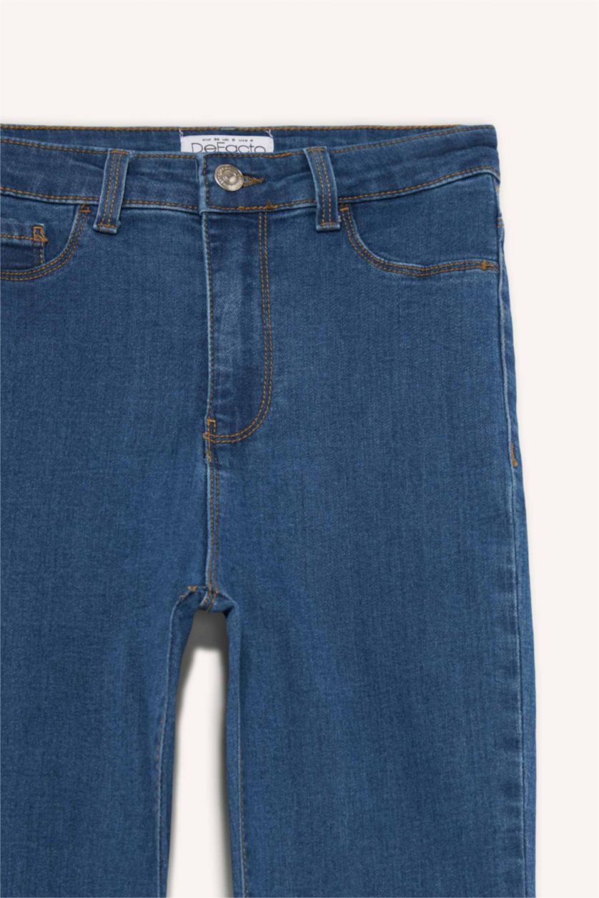 Woman Blue High Waist Trousers