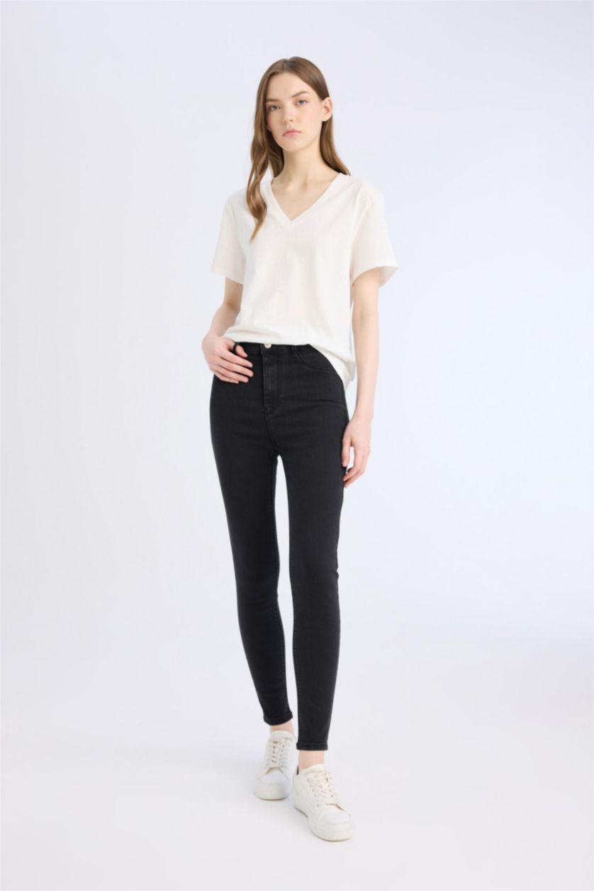 WOMAN Anthracite Jegging High Waist Ankle Length Skinny Leg Basic Jeans