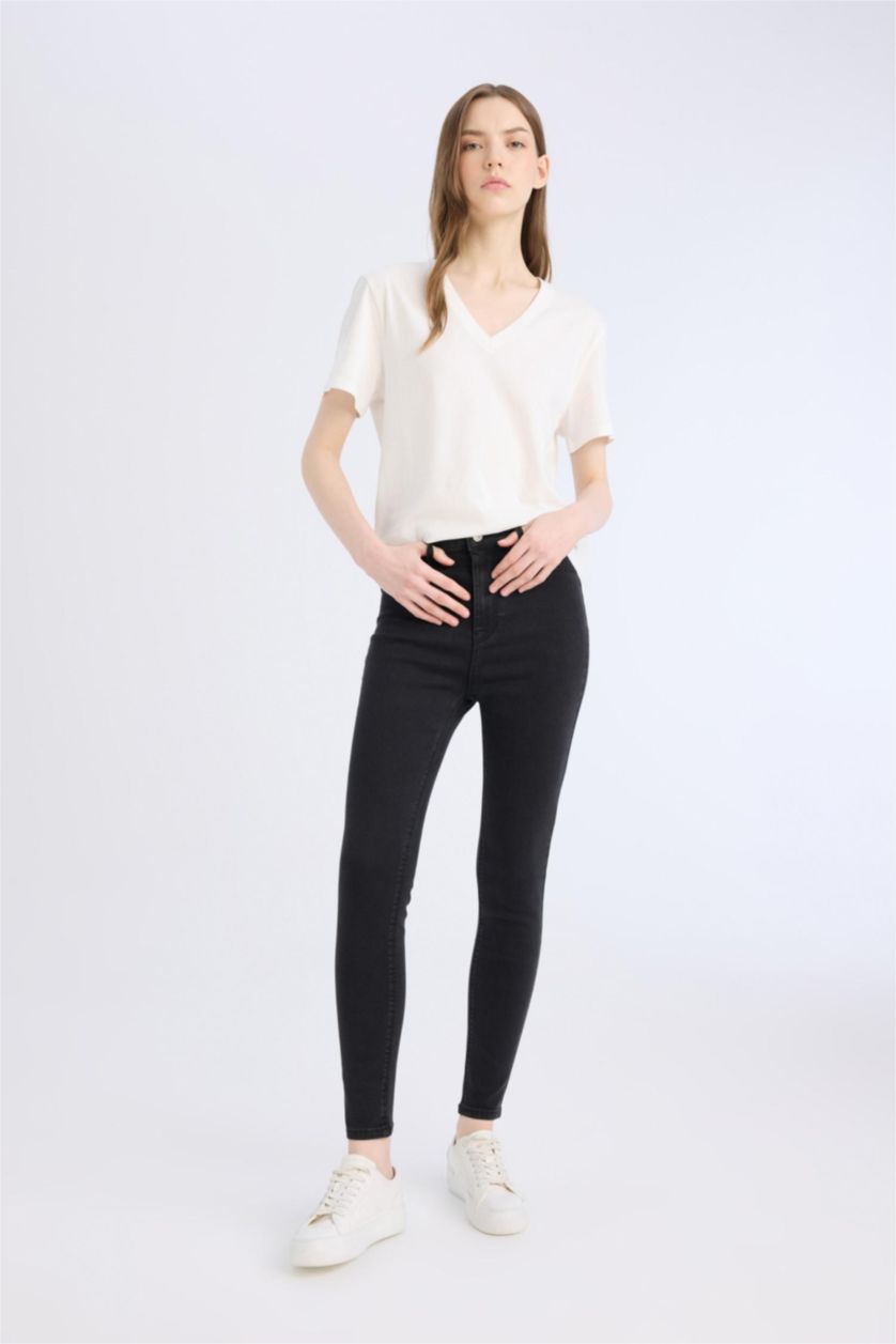 WOMAN Anthracite Jegging High Waist Ankle Length Skinny Leg Basic Jeans