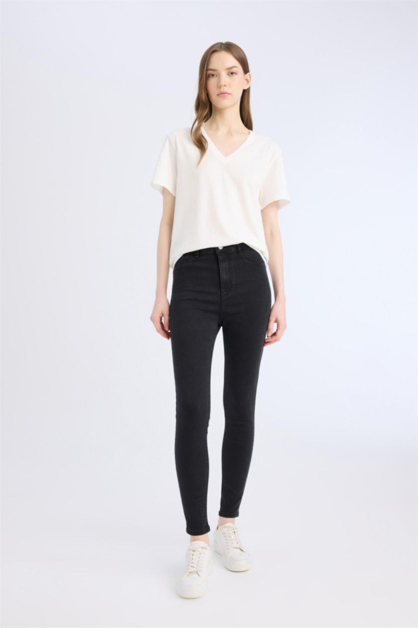 WOMAN Anthracite Jegging High Waist Ankle Length Skinny Leg Basic Jeans