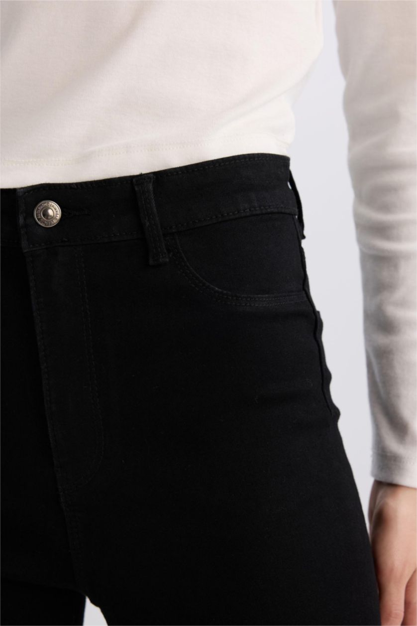 نساء أسود High Waist Ankle Length Skinny Leg Basic Jeans