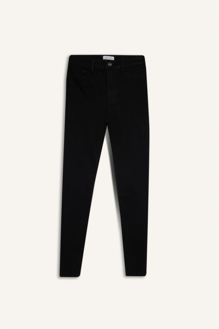 نساء أسود High Waist Ankle Length Skinny Leg Basic Jeans
