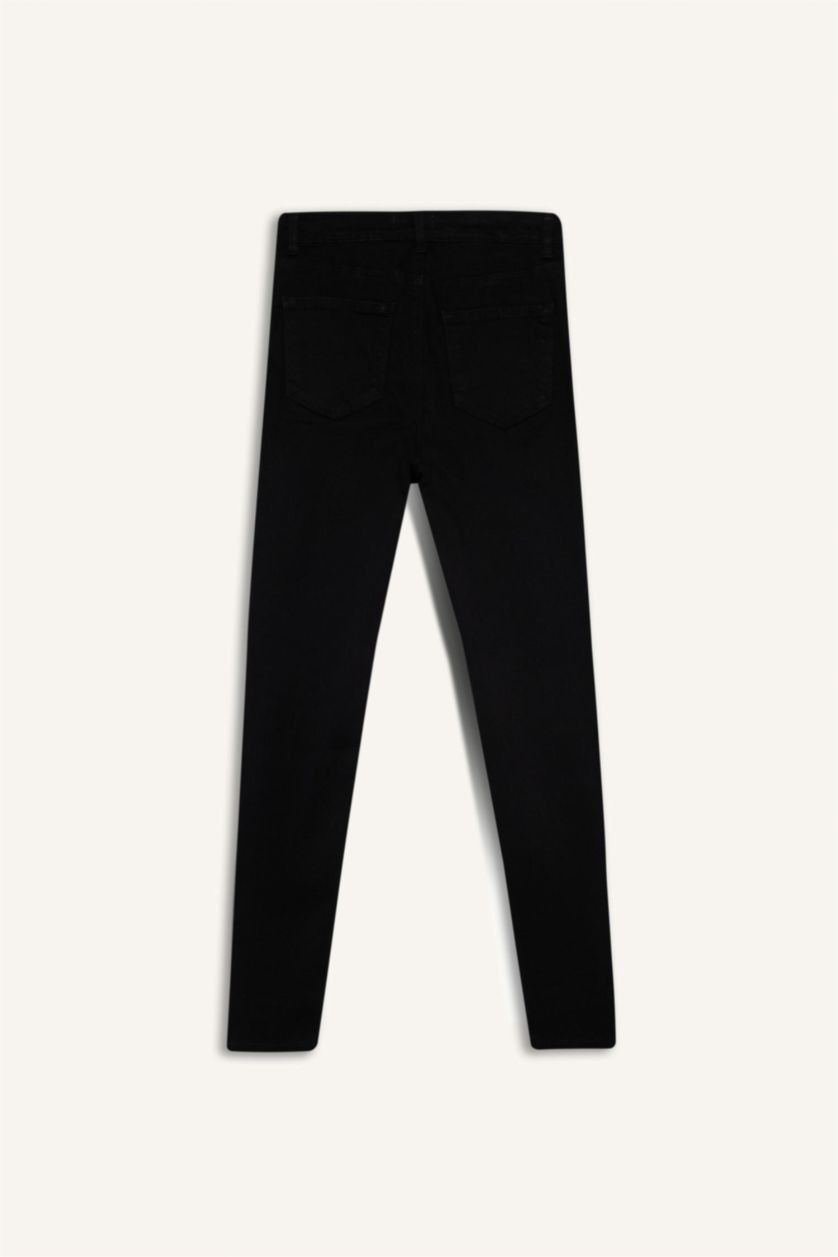 نساء أسود High Waist Ankle Length Skinny Leg Basic Jeans