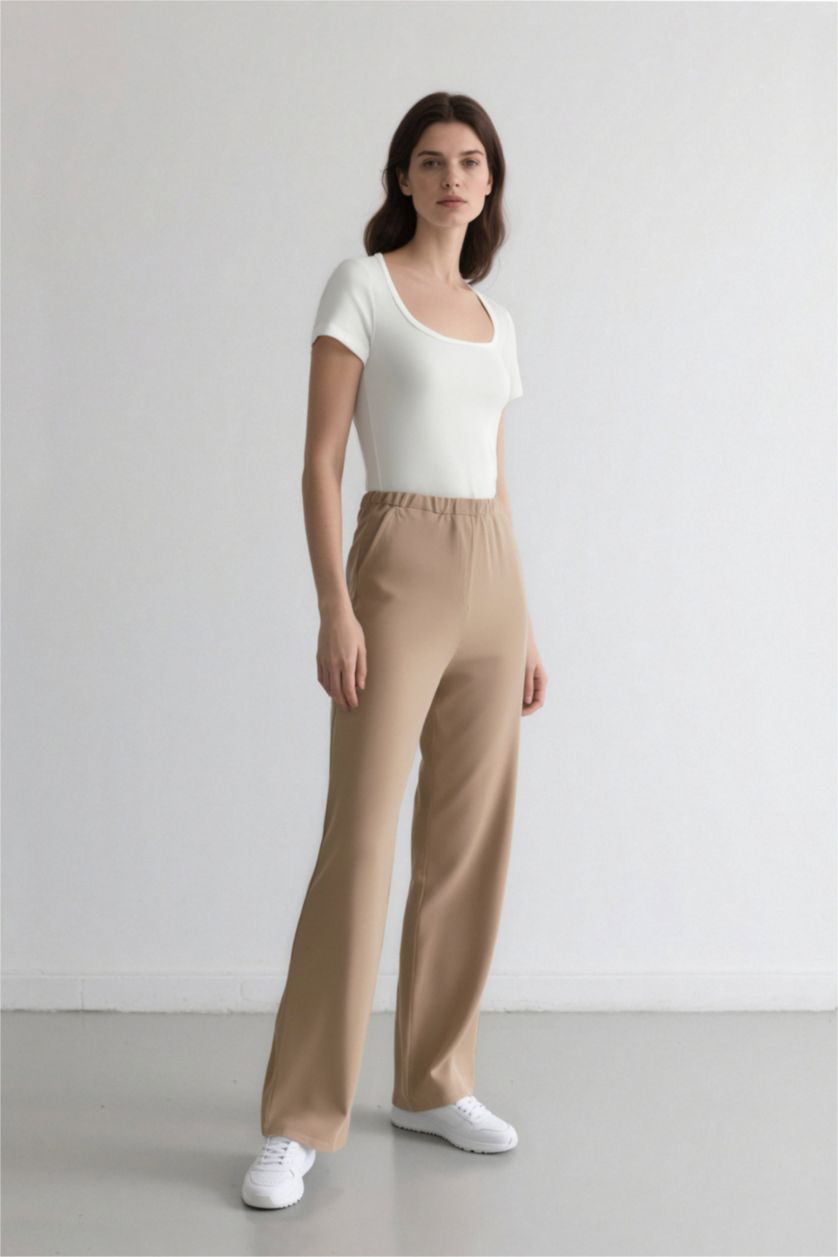 WOMAN Vison Palazzo Linen Blended Trousers
