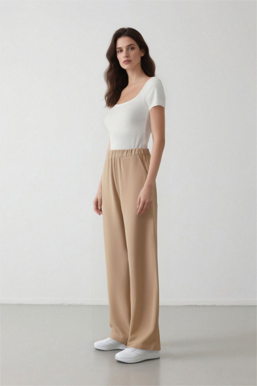 WOMAN Vison Palazzo Linen Blended Trousers