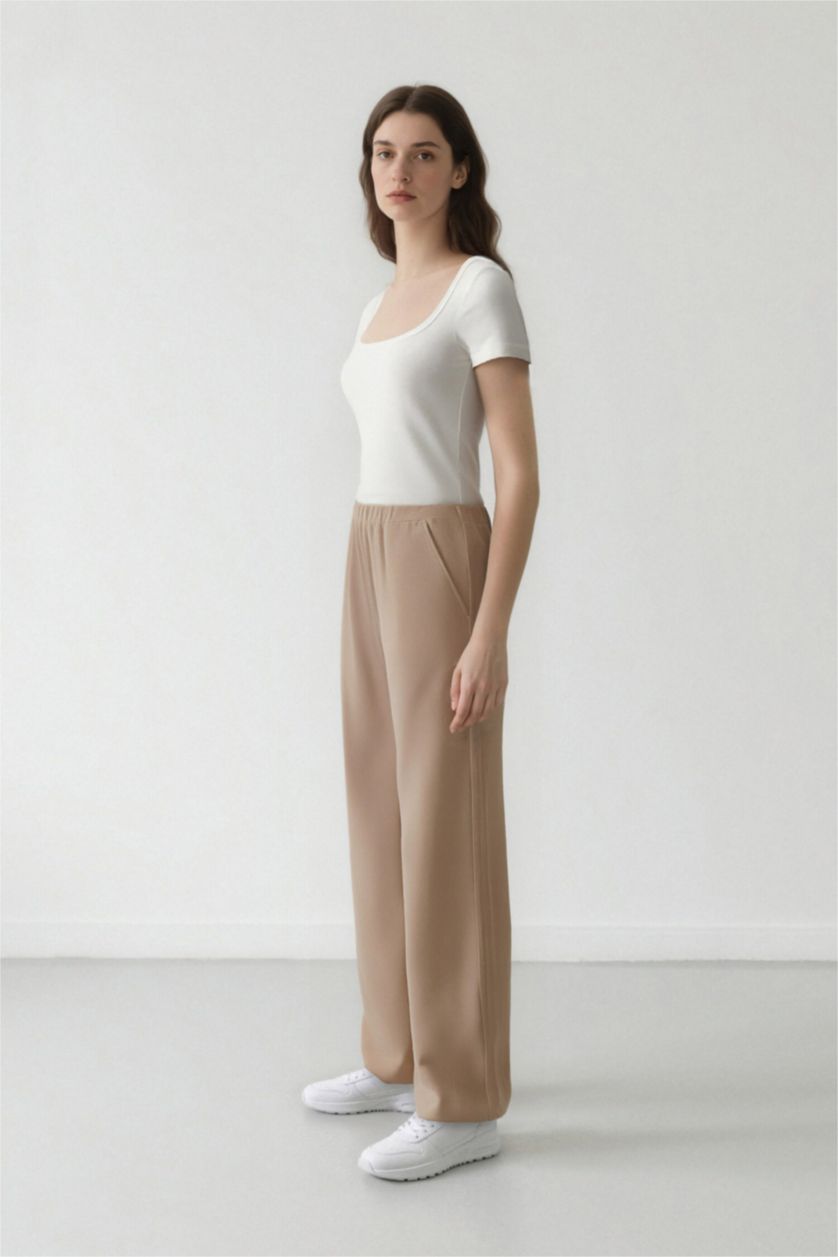 WOMAN Vison Palazzo Linen Blended Trousers