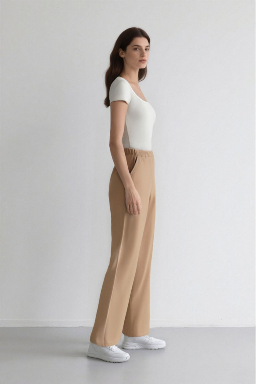 WOMAN Vison Palazzo Linen Blended Trousers