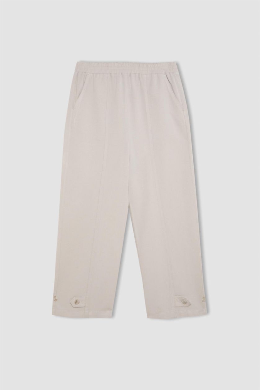 FEMME Gris Clair Pantalon Harem en Lin Mélangé