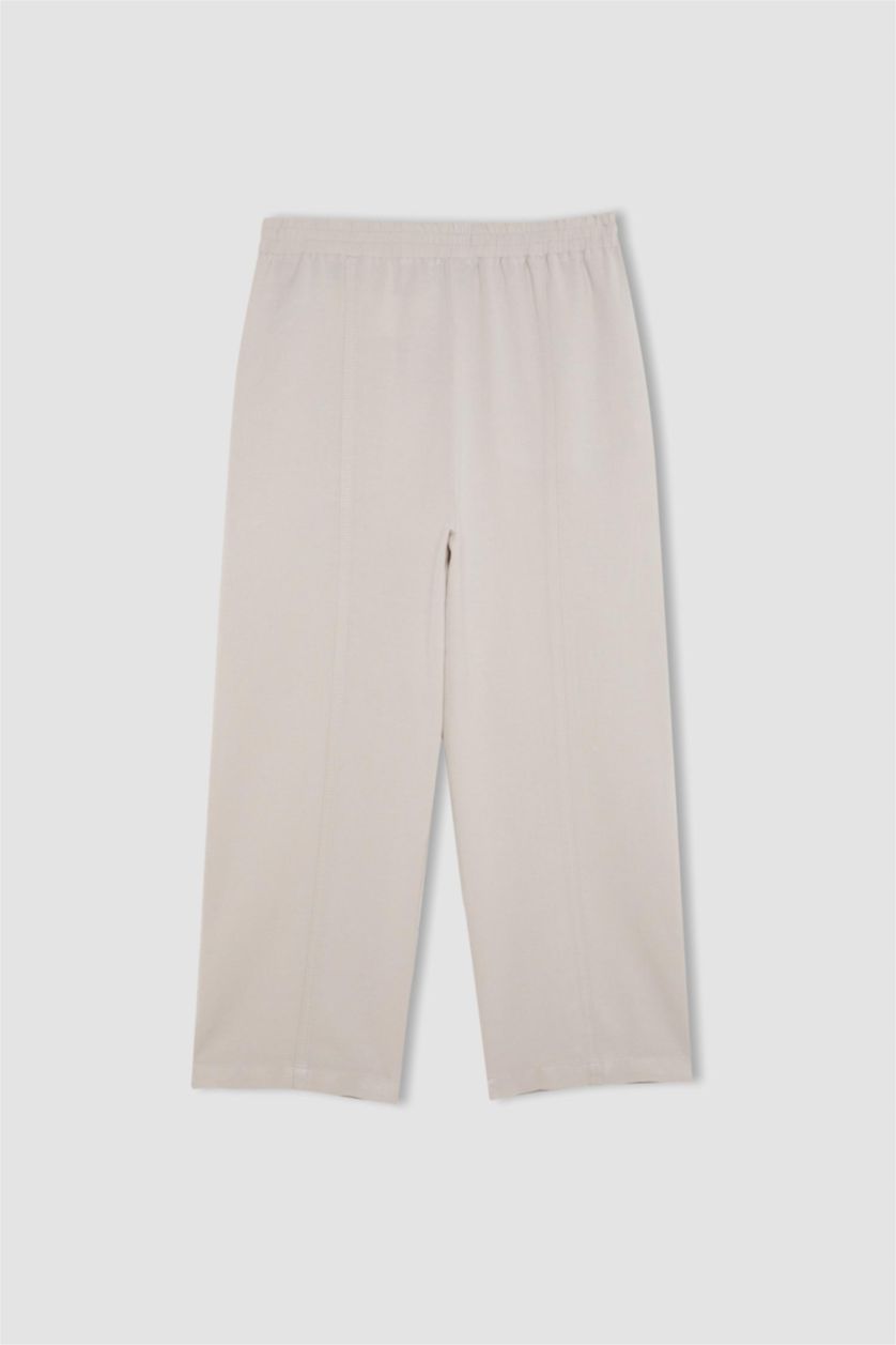 FEMME Gris Clair Pantalon Harem en Lin Mélangé