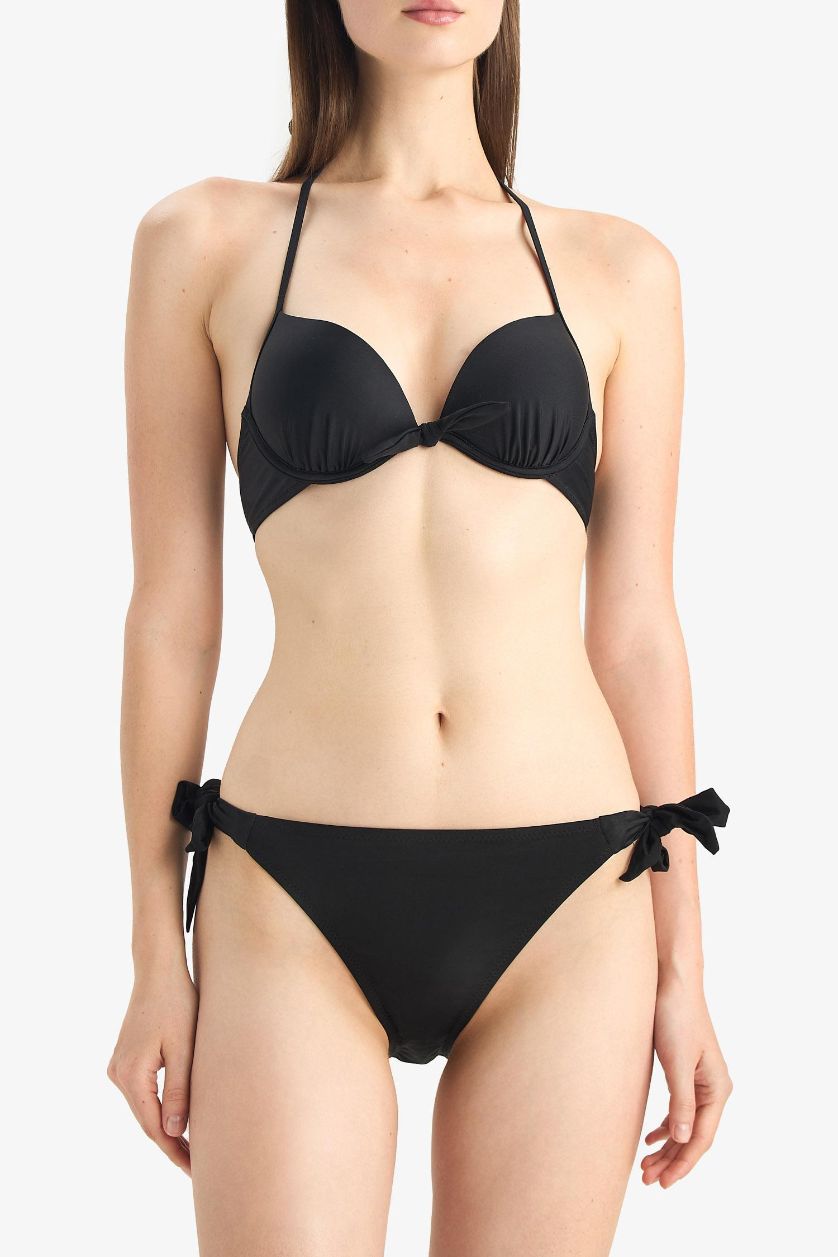 Woman Black Regular Fit Bikini Bottom