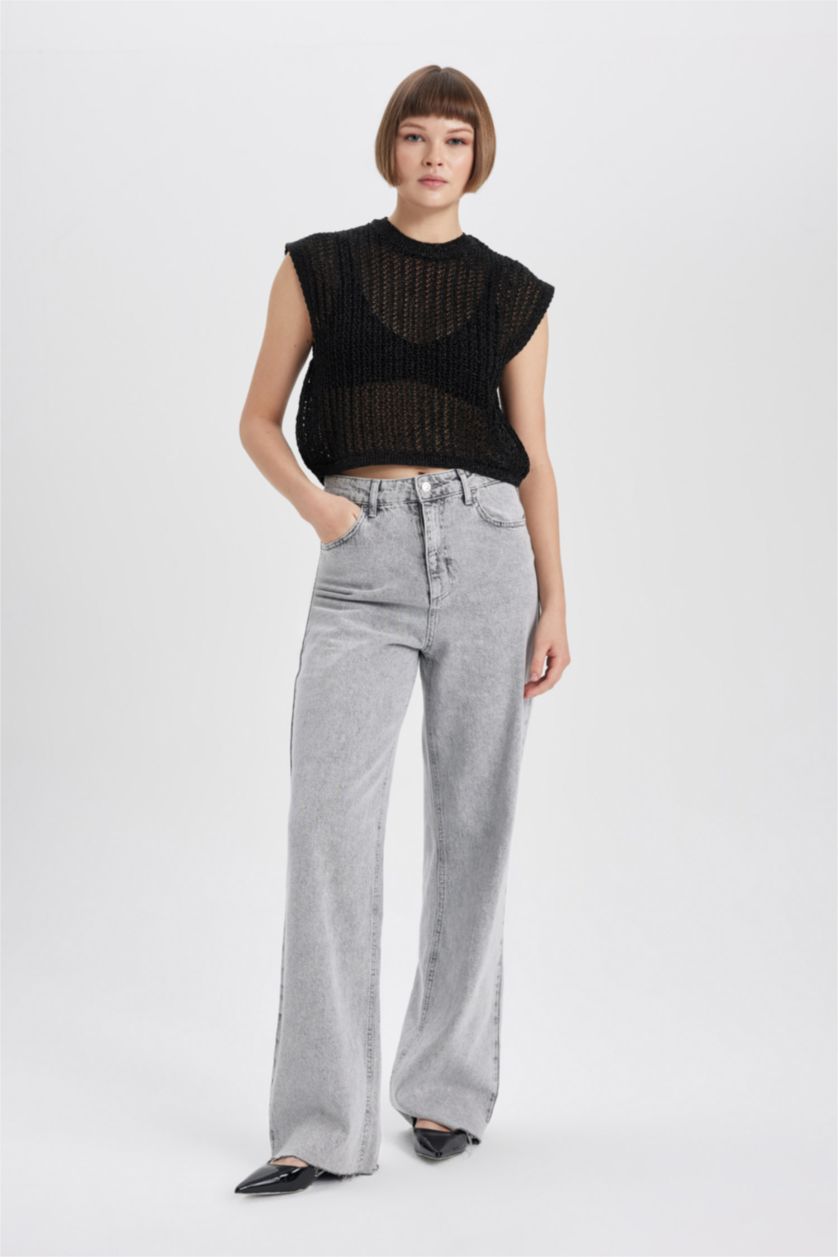 WOMAN Black Relax Fit Crew Neck Vest