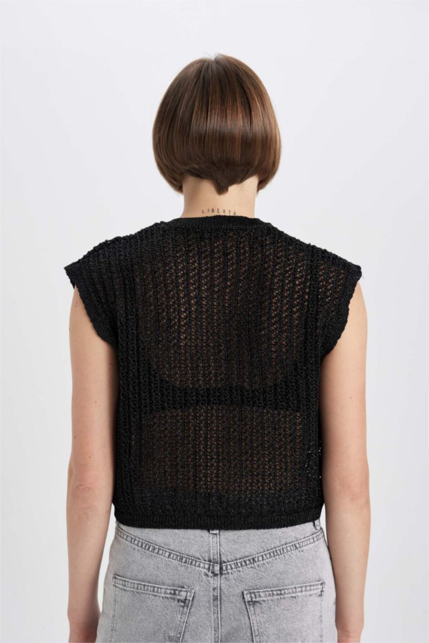 WOMAN Black Relax Fit Crew Neck Vest