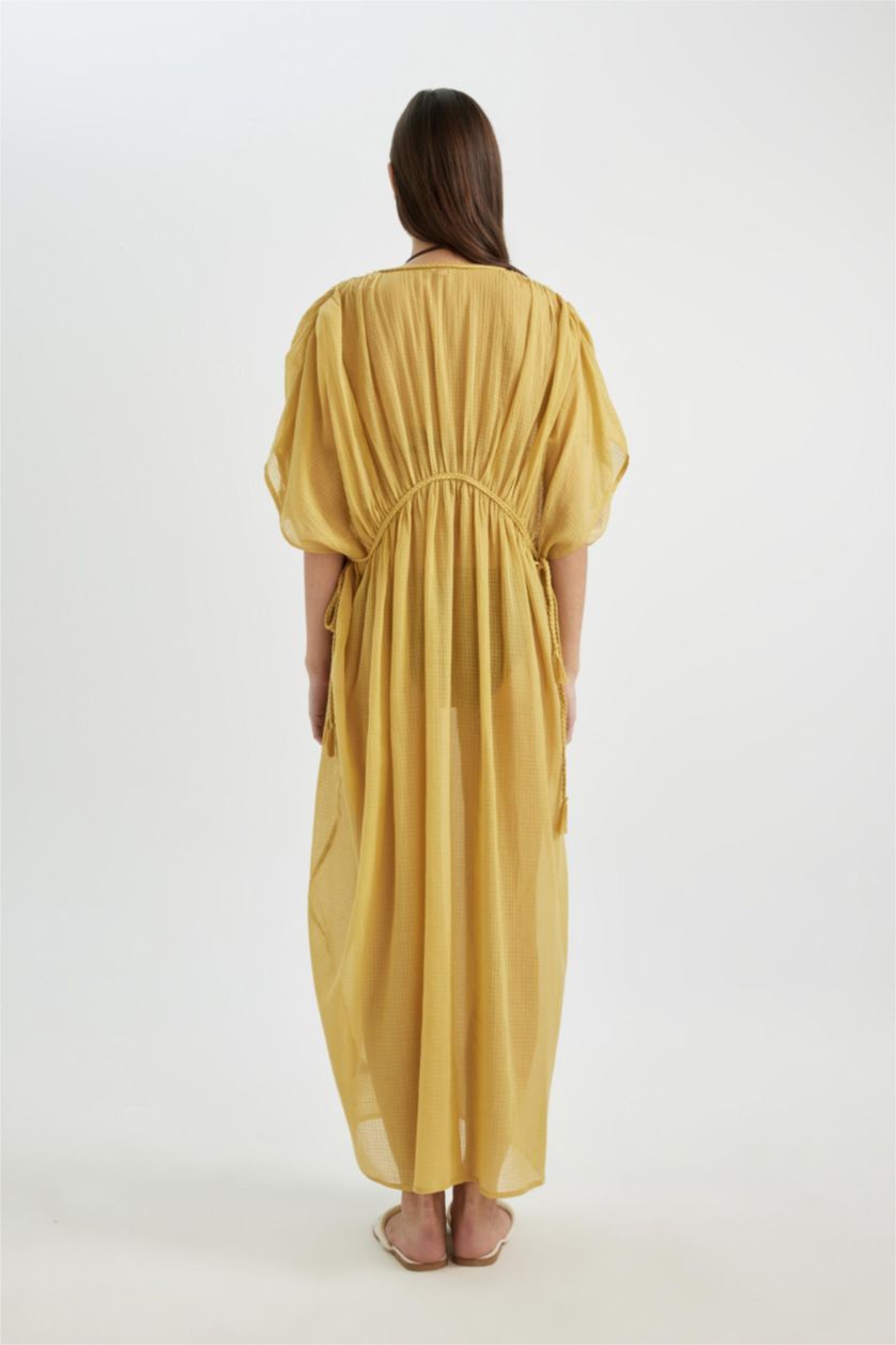 Kadın Sarı Regular Fit Pamuklu Plaj Elbisesi-Fall in Love