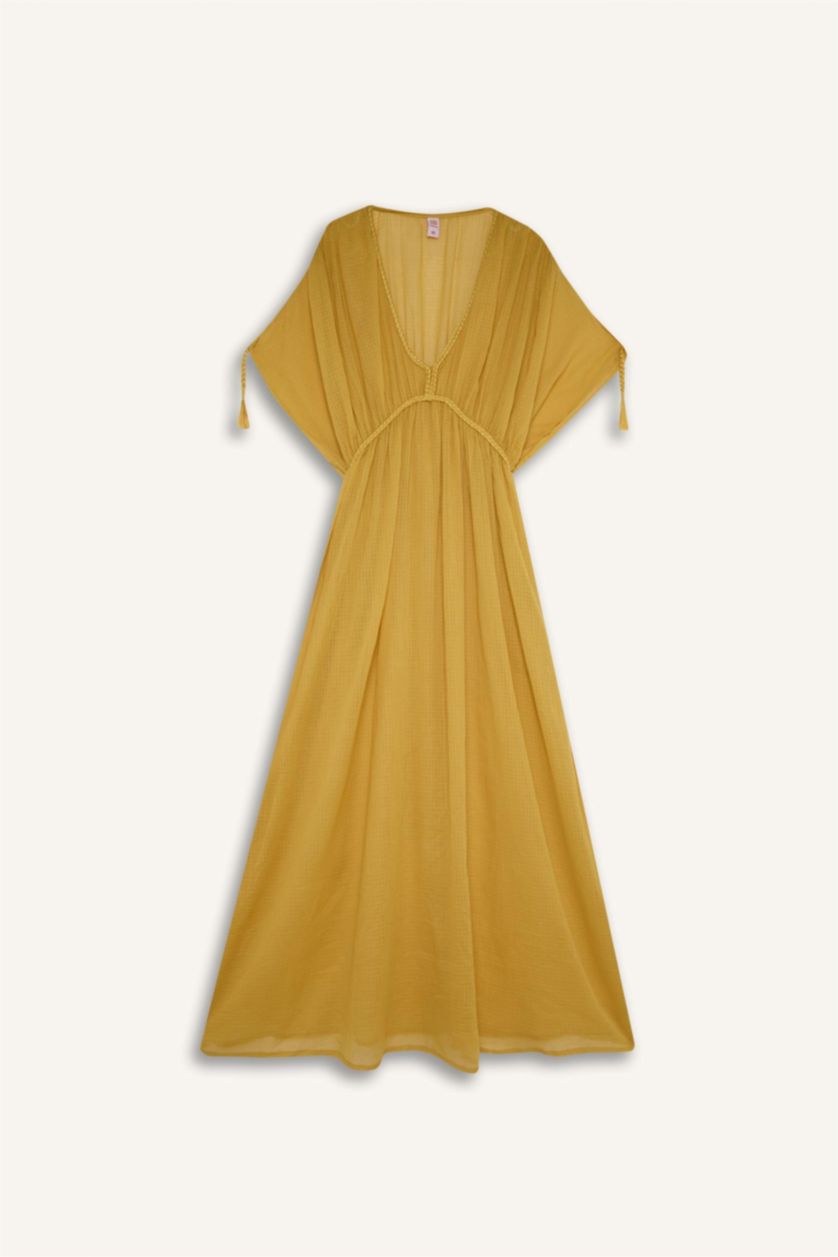 Kadın Sarı Regular Fit Pamuklu Plaj Elbisesi-Fall in Love