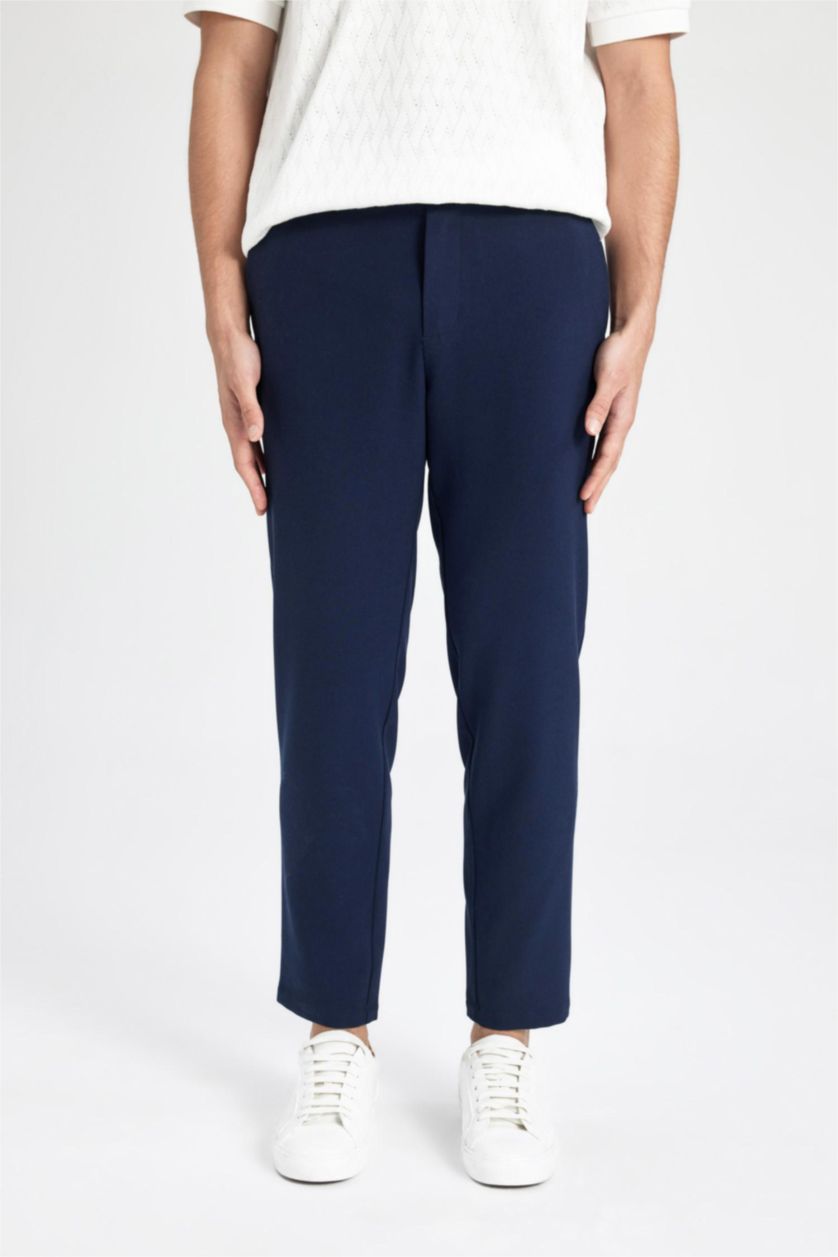 MAN NAVY Jogger Straight Leg Stretch Trousers