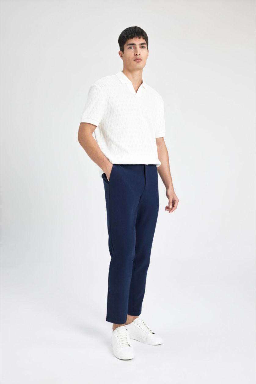 MAN NAVY Jogger Straight Leg Stretch Trousers