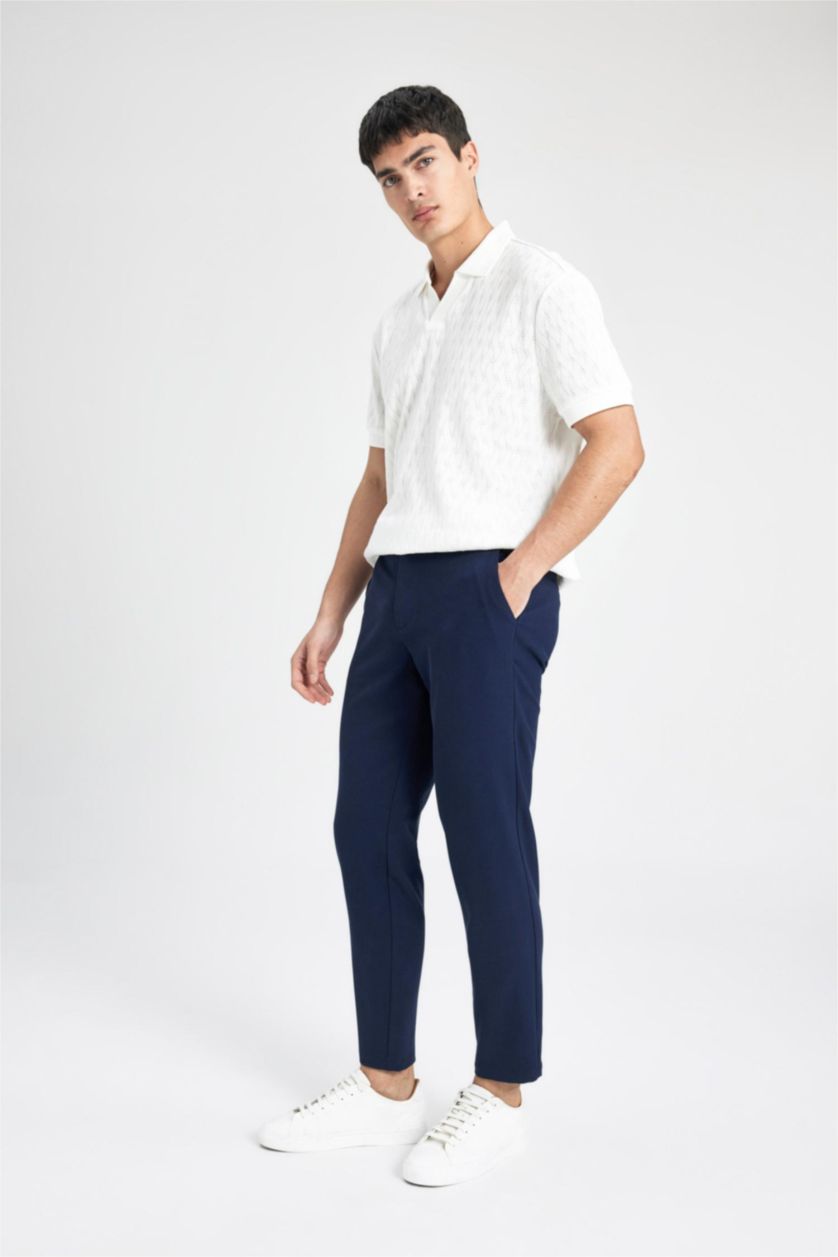 MAN NAVY Jogger Straight Leg Stretch Trousers