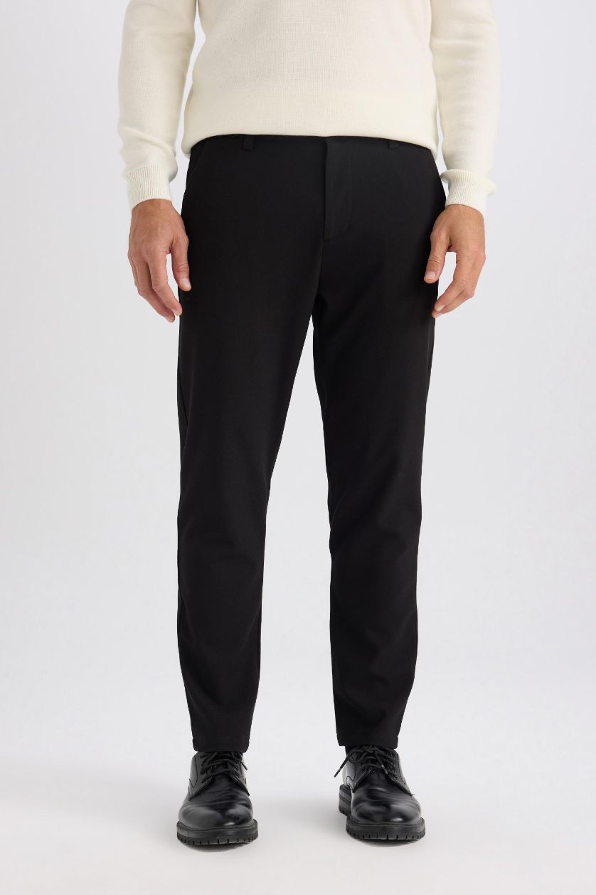 Erkek Siyah Jogger Düz Paça Her Yöne Esneyen Yazlık Kumaş Pantolon