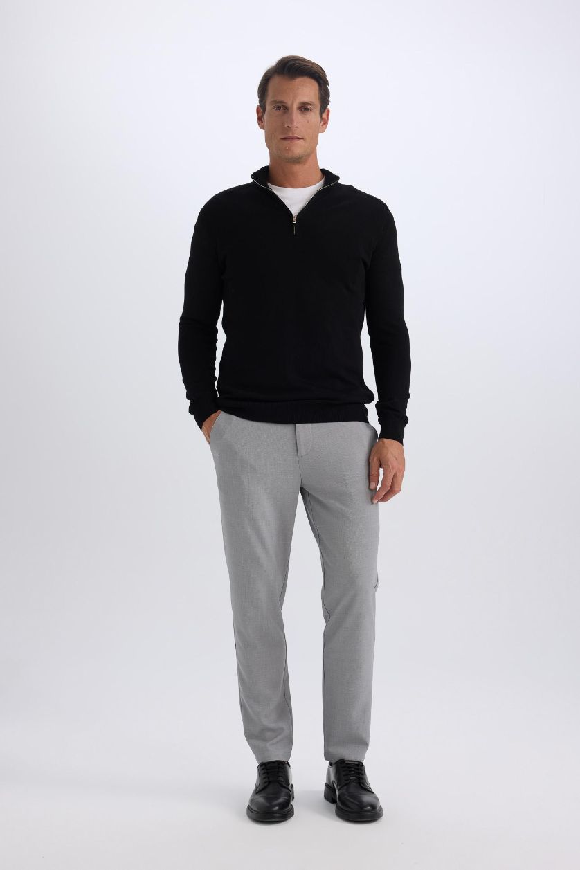 Erkek Gri Melanj Jogger Düz Paça Her Yöne Esneyen Yazlık Kumaş Pantolon