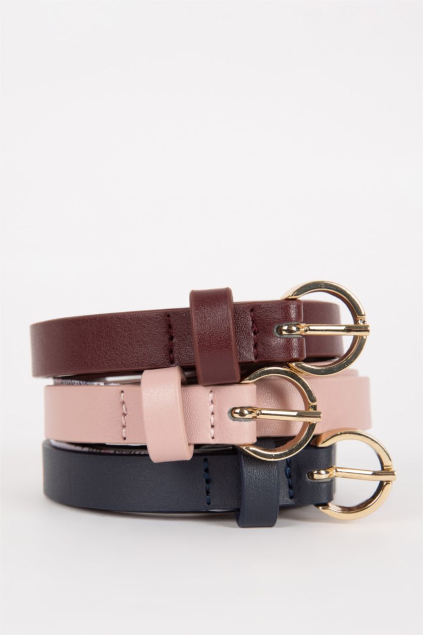 Kadın Karma Kadın Oval Toka Suni Deri 3'lü Jean Kemeri