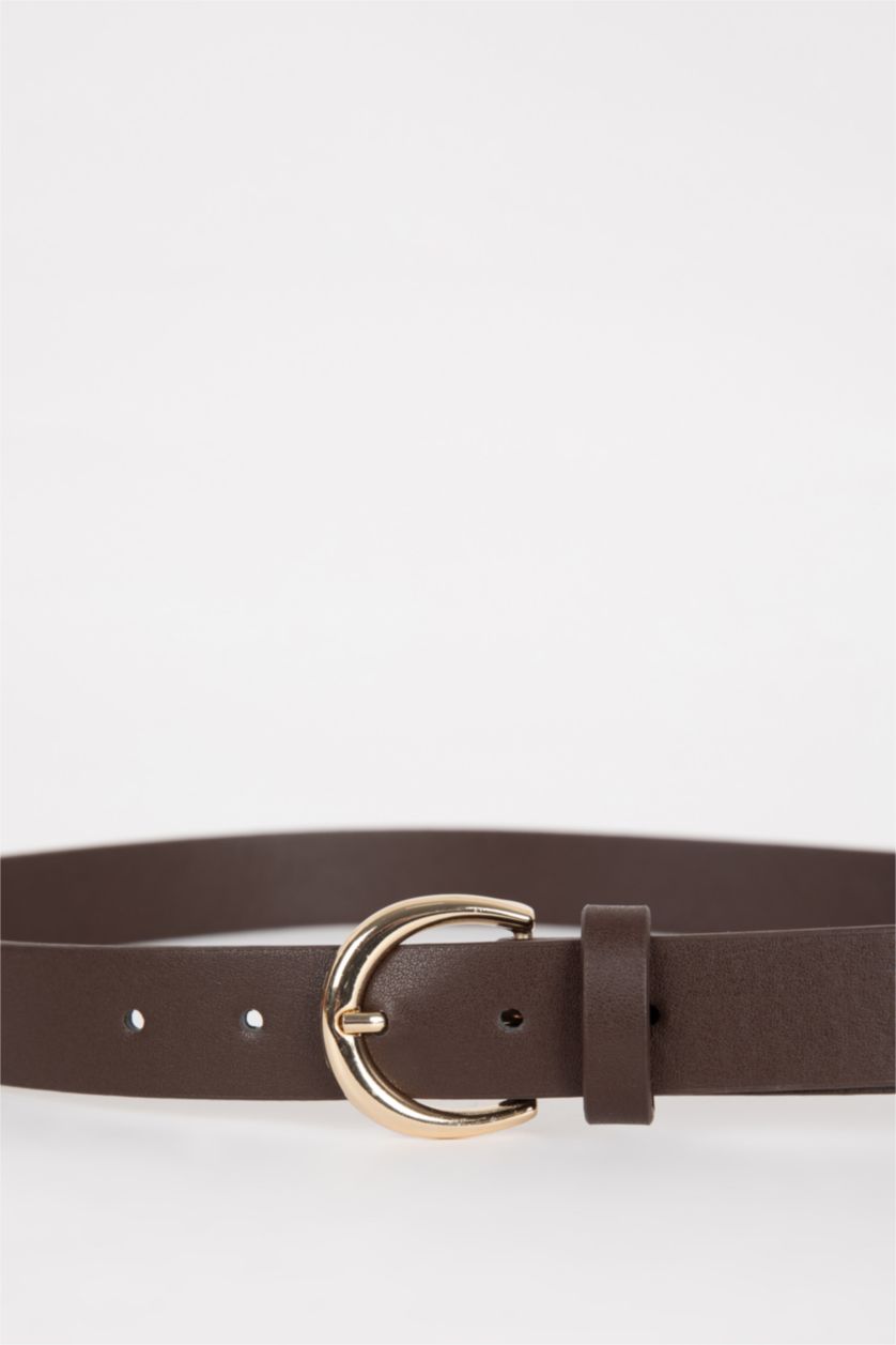 Kadın Karma Kadın Oval Toka Suni Deri 2'li Jean Kemeri