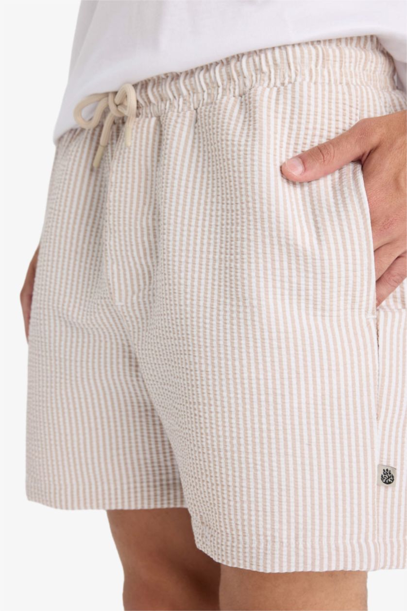 Erkek Kum Çizgili Kısa Boy Deniz Şortu