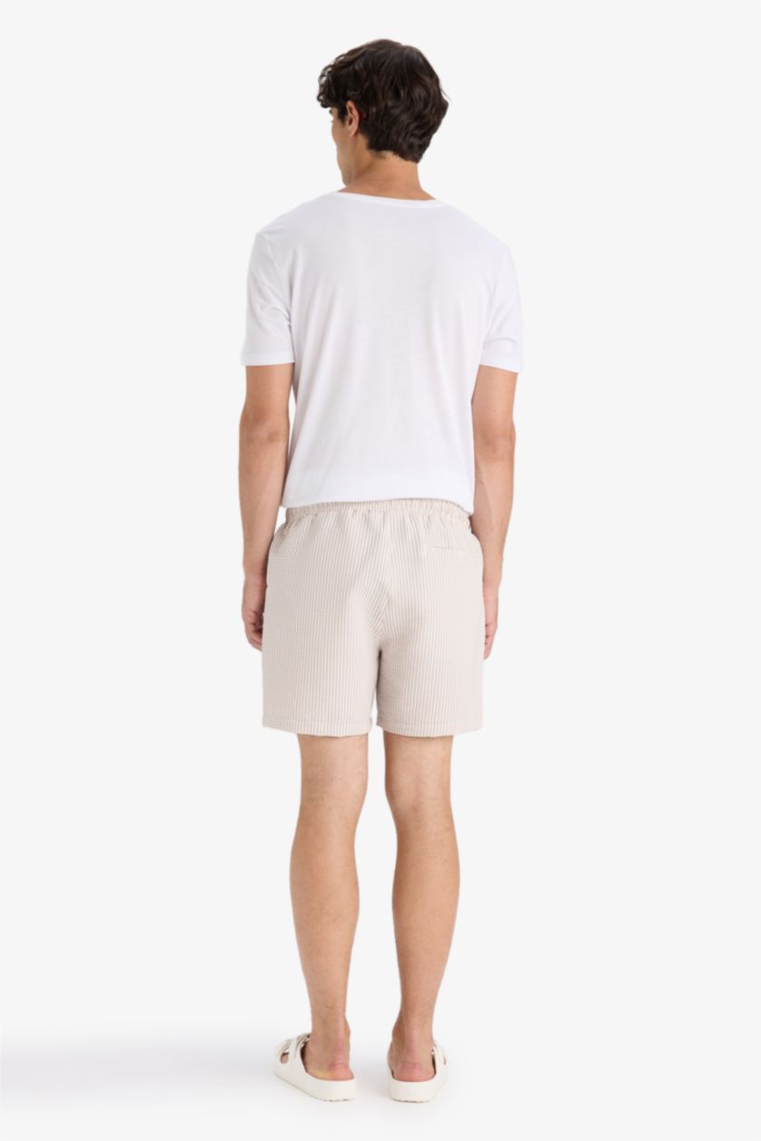 Erkek Kum Çizgili Kısa Boy Deniz Şortu