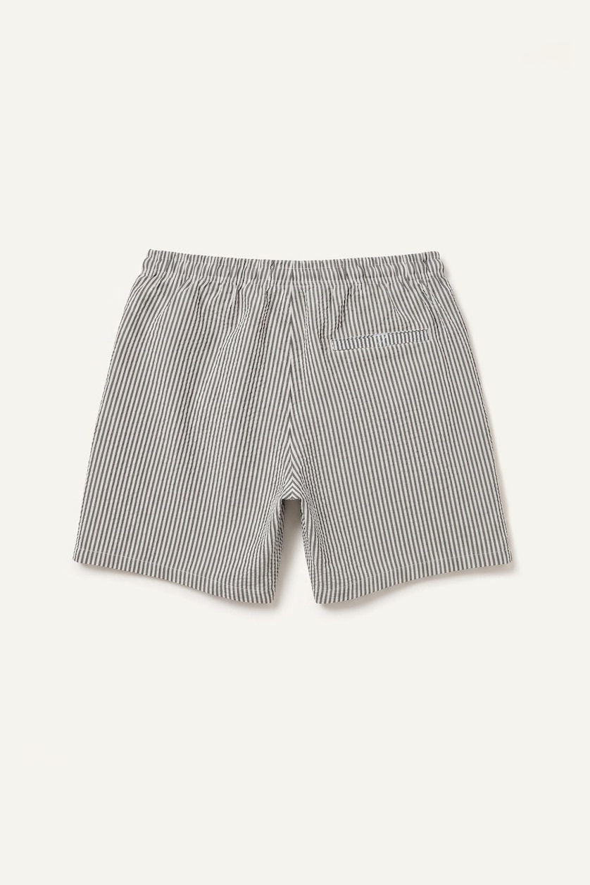 Men Khaki Striped Short Swim Shorts